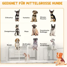 PawHut Welpenauslauf Klappbar 90 cm Hoch, mit 8 Platten, Stahl,