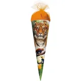 ROTH Schultüte Tiger 22 cm klein - rund - Zuckertüte Wildtier