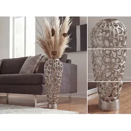 FineBuy Vase in Silber / Aluminium / 31x31x85 | Gr.: onesize