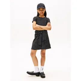 Tommy Hilfiger Skaterkleid TOMMY HILFIGER "LUREX SKATER DRESS S/S", Mädchen, Gr. 12 (152), N-Gr, schwarz, Web, Obermaterial: 95% Baumwolle, 5% Elasthan, gemustert, gestreift, regular fit kniefrei, Rundhals, eingesetzt gerader Abschluss, Kleider, Kinder bis 16 Jahre