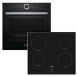 Bosch Herdset Bosch Einbaubackofen EcoClean Pizzafunktion mit Induktionskochfeld schwarz autark 60 cm