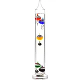 Monsterzeug Thermometer Galileo, Thermometer 6 Glaskugeln, Galileisches Thermometer, Glas, Flüssigkeitsthermometer, Glasthermometer mit Messkugeln, Temperaturmesser