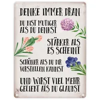 Trendaffe Du bist mutig, stark und schön Metallschild mit