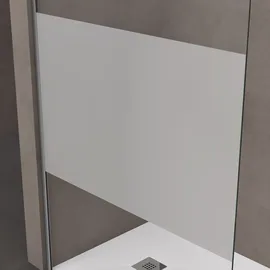 doporro Duschwand für Dusche Duschabtrennung 110x200cm Walk-In Dusche 10mm ESG-Sicherheitsglas Milchglas-Streifen inkl. Nanobeschichtung Bremen02MS