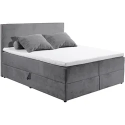 Boxbett ED EXCITING DESIGN "Larnaca", grau (dunkelgrau), B:180cm L:213cm, 92% Polyester, 8% Nylon, Komplettbetten, Bezug aus Cord, inkl. Topper und Bettkasten