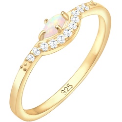 Elli Elli Ring Vintage Design Zirkonia Marquise Opal 925er Silber Ringe   Damen 