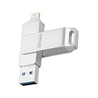 iDiskk 128 GB MFi-zertifizierter Foto-Stick für iPhone, USB-Stick für iPhone 13/12/12 mini/12 pro max/11/11 pro/XR/X/XS für iPad, MacBook und PC, Speicherstick, Foto-Aufbewahrung