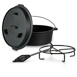 Klarstein Guernsey Premium Dutch Oven 12.0 BBQ-Topf Gusseisen voreingebrannt Größe XL / 12 qt Schwarz