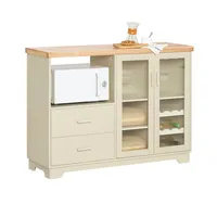 SoBuy Sideboard, in Beige, Holzwerkstoff, Holz, Glas, 120x90x40 cm,