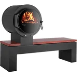 KANUK | Kaminofen Kanuk - Bank | Buchenholz / Mahagoni | 8 kW