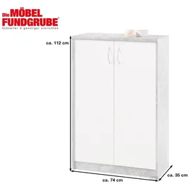Die Möbelfundgrube Kommode 74 x 112 cm Betondekor / Weiß matt