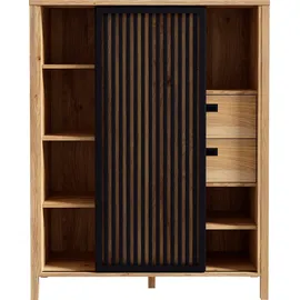 Forte Highboard 103,4 x 129,9 x 40,2 cm Mauvella Eiche / Schwarz