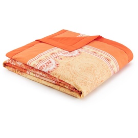 BASSETTI MERGELLINA Plaid aus 100% Baumwolle in der Farbe Orange O1, Maße: 135x190 cm