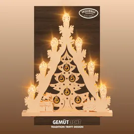 weigla günter gläser leuchtenherstellung weigla LED Lichterspitze/Schwibbogen"Weihnachtsbaum mit goldenen Kugeln" 7 flammig Erzgebirge garantiert