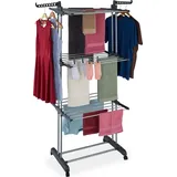 Relaxdays Wäscheständer Turm rollbar grau/silber