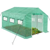 UISEBRT Gewächshaus Foliengewächshaus Winterfest Folientunnel Tomatenhaus Begehbares Treibhaus Frostschutz, 4.5x2x2m - 9m2