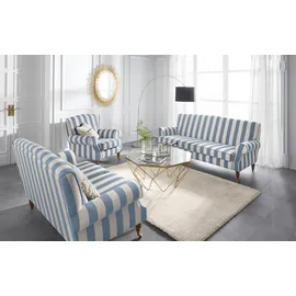 Home Affaire Sessel "Rennes", bunt (blau, creme streifen), B:90cm H:90cm T:93cm, Baumwollmix (50% Baumwolle, 50% Polyester);Samtoptik (100% Polyester), Sessel, Sessel, in Samtoptik oder Baumwoll-Mix