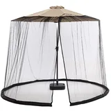 SFDPDM Patio Regenschirm Moskitonetz, verstellbares Moskitonetz für 380-240cm Sonnenschirme Pavillon, Insektenschutz mit Reißverschluss, befüllbare Basis, Fliegengitter Mückennetz, 2,3 m Höhe, Beige