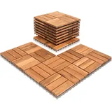 Fiqops Holzfliesen Akazie Mosaik Terrassenfliese Fliese Stecksystem Mosaik Zuschneidbar Terrassenfliesen Terrasse Balkon 5m2