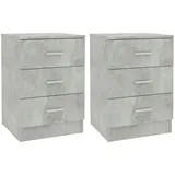 vidaXL Nachttische 2 Stk. Betongrau 38x35x56 cm Holzwerkstoff