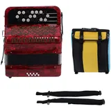 SPYMINNPOO Akkordeon -Reed -Instrument, Sensitivitätsknopf, 22 Key 8 Bass Professional, Ideal Zum Testen von Noten, Hilft bei der Entwicklung von Rhythmus, Massivem Holz + Reed + Celluloid, (Rot)