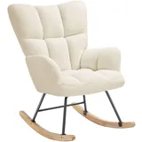 Tectake tectake® Schaukelstuhl, gepolstert mit Bouclé-Bezug, gesteppt, stabiles Stahlgestell, 68 x 96 x 97 cm, Belastbarkeit 120 kg
