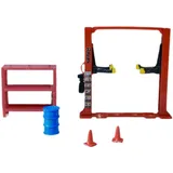MagiDeal 1/64 Diorama Garage Zubehör Wartung Werkzeug Container Hebebühne Öl Trommel Szene Modell Simulation Auto Shop Modell Werkstatt, Roter Aufzug