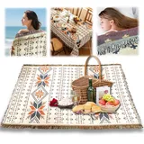 dellyy Picknickdecke Boho 180x130cm, Tragbare Strandunterlage, Picknick Decke Outdoor, Campingdecke Aus Baumwolle, Boho Campingdecke Isoliert, Waschbar, für Innenbereich, Picknick, Strand, Garten