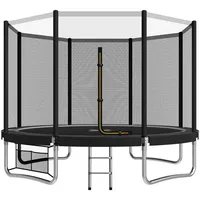 Devoko Trampolin Outdoor Ø 183/228/305/366/427 cm, Indoor Trampolin Kinder Gartentrampoline, Komplettset mit Schuhnetz, Leiter, Randabdeckung, Sicherheitsnetz
