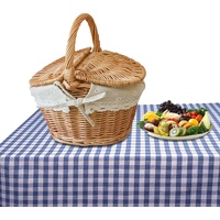 Voiakiu Picknickkorb aus Weide - Handgefertigter geflochtener Picknickkorb aus Rattan - Weidenkorb für Campingpartys im Freien mit Griff und doppeltem Deckel, Picknickkorb aus Weidengeflecht