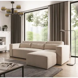 Fun Möbel Ecksofa Schlafsofa Waldo Stoff Brooklyn Pearl Ottomane rechts, 260x173 cm, Wohnzimmer, Sofas & Couches, Wohnlandschaften, Ecksofas