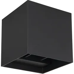 GLOBO LIGHTING Außen-Wandleuchte – LED fest verbaut, 3000 K Warmweiß, Schwarz, IP44, UP & DOWN, Aluminium, 10 cm Quadrat