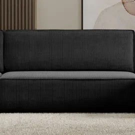 m-punkt Wohnlandschaft U-Form COMO Cord mit Bett Sofa Schlafsofa Ottomane - Schwarz