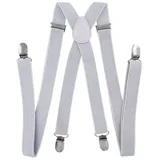 axy Hosenträger Herren Hosenträger mit Glitzerfäden 4 Stabile Clips X-Form 2,5cm Breit verstellbar und elastisch 120cm Lang silberfarben