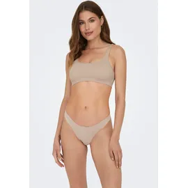 Only "ONLTRACY BONDED THONG NOOS 3-PK", Damen, Gr. L (40), 3 Stk., beige (rugby tan), Jersey, Obermaterial: 75% Nylon, 25% Elasthan, unifarben, körpernah, Unterhosen