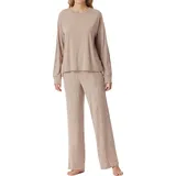 SCHIESSER Damen, Pyjama, Selected Premium Schlafanzug Beige, 44