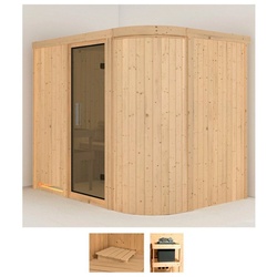Karibu Sauna Thyra 4, BxTxH: 231 x 170 x 198 cm, 68 mm, (Set) ohne Ofen beige