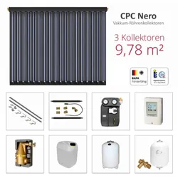 Solarbayer Komplettsolarpaket CPC NERO 3Z Solar Solarthermie 9,78m2 Vakuumröhren