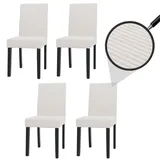 Mendler 4er-Set Esszimmerstuhl Littau, Stuhl Küchenstuhl Hochlehner, Stoff/Textil Cord Holz ~ creme, dunkle Beine