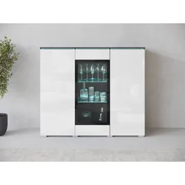 INOSIGN Highboard Vera, Highboard mit 4 Türen, 9 Fächern, verglasten Türen schwarz