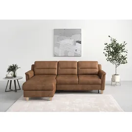 sit&more Ecksofa SIT & MORE "Farö L-Form", braun (cognac), B:234cm H:90cm T:168cm, Sofas, Ecksofa, inklusive Federkern, wahlweise mit Bettfunktion und Bettkasten