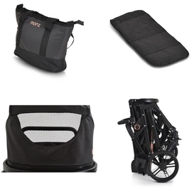 Moni Kombikinderwagen Rafaello 2 in 1, umbaubar, Sportsitz, Fußabdeckung, Tasche schwarz