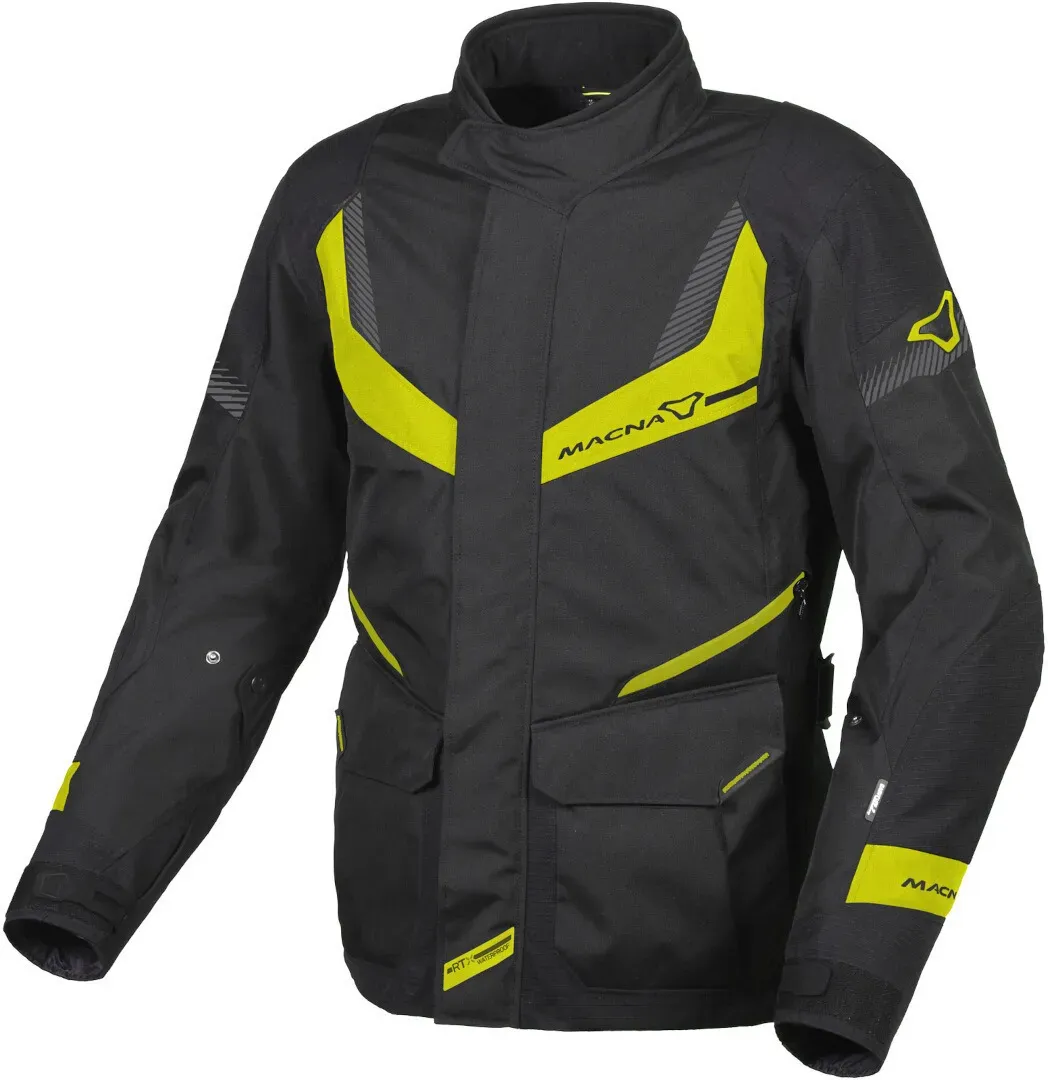 Macna Rancher waterdichte motorfiets textiel jas, zwart-geel, 2XL Voorman