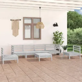 vidaXL Garten-Lounge-Set 7-tlg. weiß Kiefer