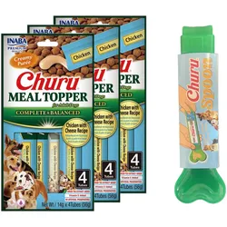 INABA Hundemahlzeit Topper Huhn mit Käse Rezept 12x14g + Futterlöffel GRATIS!