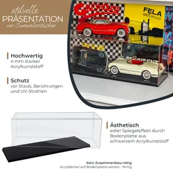Acryl Vitrine für Modellautos, Figuren, HMF 46805, 50 x 16 x 18 cm