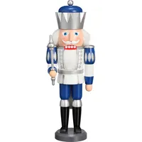 Seiffener Volkskunst Nussknacker König 40 cm weiß-silber-blau