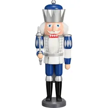 Seiffener Volkskunst Nussknacker König 40 cm weiß-silber-blau