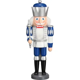 Seiffener Volkskunst Nussknacker König 40 cm weiß-silber-blau