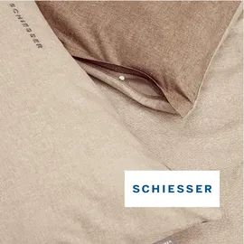 SCHIESSER Wendebettwäsche Doubleface Unifarben Beige 155 x 220 cm + 2 x 80 x 80 cm